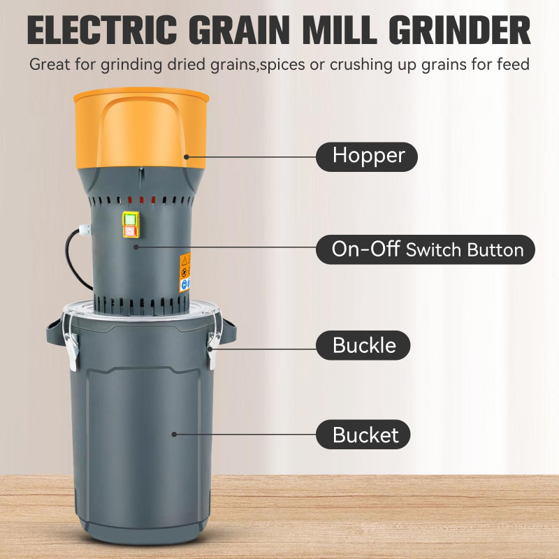 25L Grain Mill Grinder Electric Corn Grinder, Agricultural Feed Grain Mill Grinder for Wheat Corn Spice, 1300W Dust-free Automatic Dry Wheat Mill Grinder with 5 Filter for Home Farm