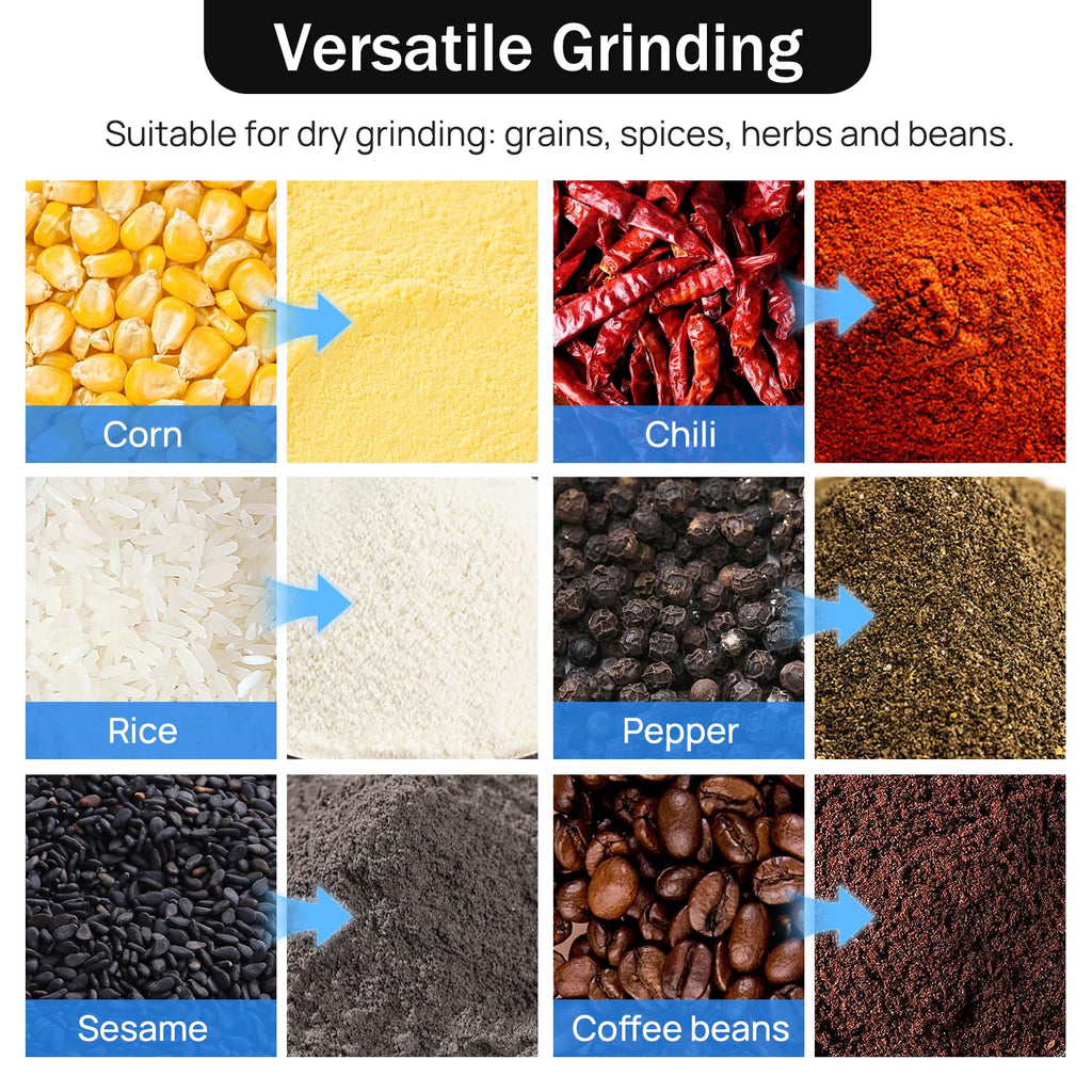 Grain Grinder 1000W – Small Household Corn Grinding Machine, Multifunctional Grain Crusher for Flour & Feed