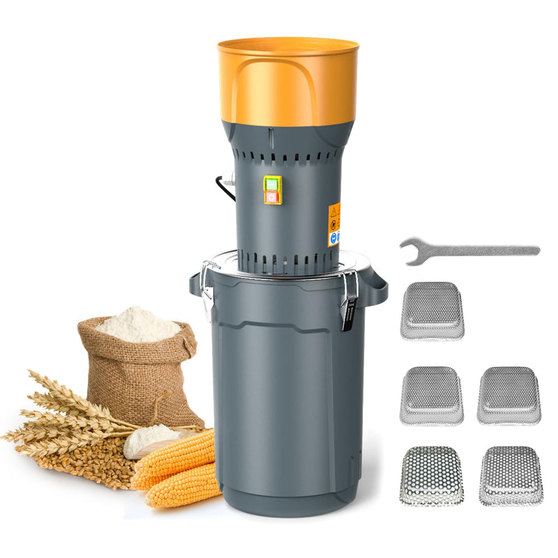 25L Grain Mill Grinder Electric Corn Grinder, Agricultural Feed Grain Mill Grinder for Wheat Corn Spice, 1300W Dust-free Automatic Dry Wheat Mill Grinder with 5 Filter for Home Farm