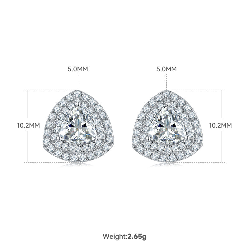 S925 plata con baño de platino, juego de colgante y pendientes de moissanita