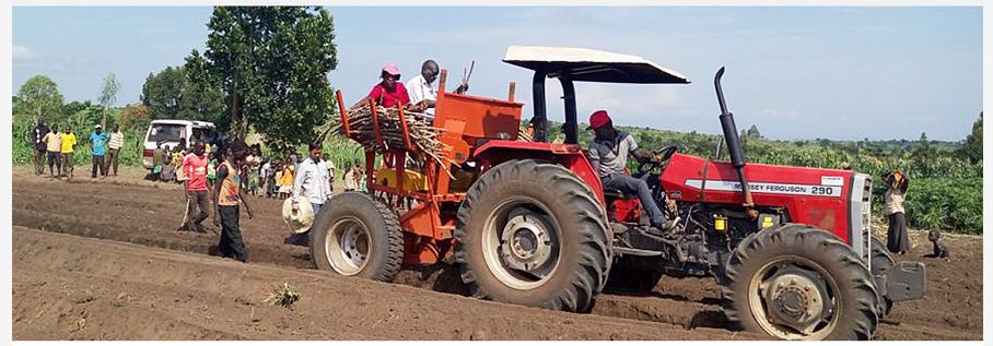 TAGRM cassava planting machinery working in a field