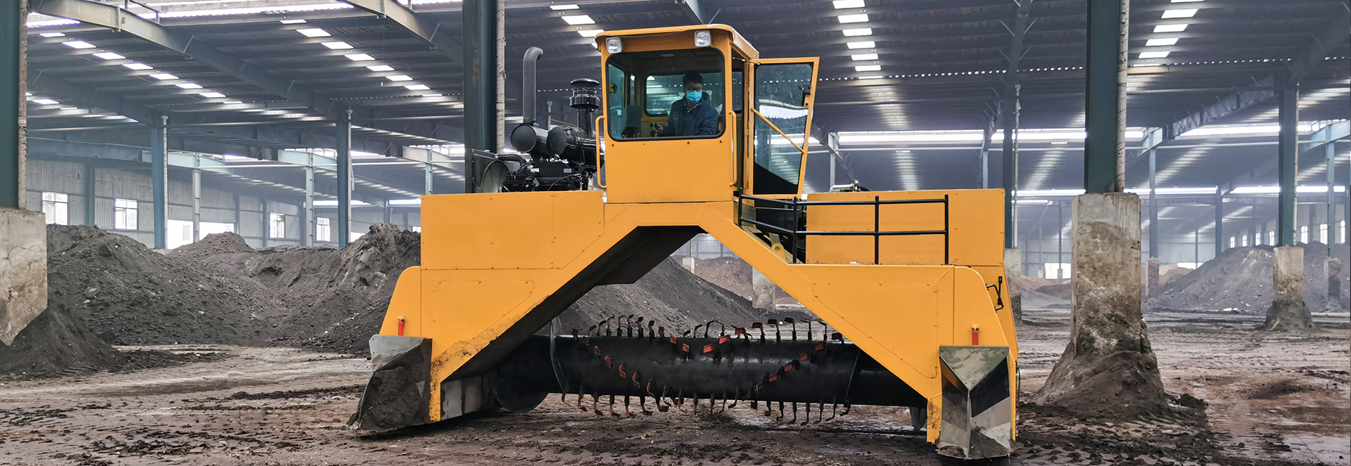 TAGRM crawler compost turner in a factory